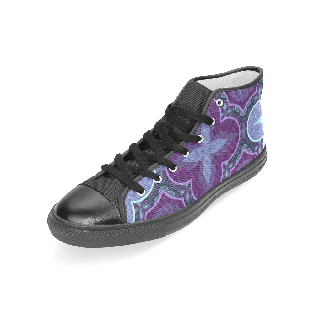 Purple blue Women's Classic High Top Canvas Shoes (Model 017)