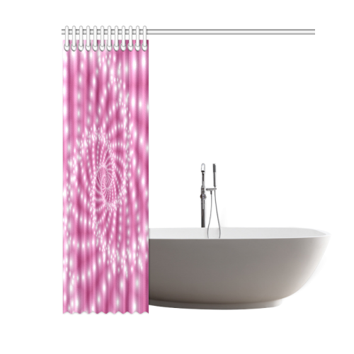 Glossy Pink Beads Spiral Fractal Shower Curtain 60"x72"