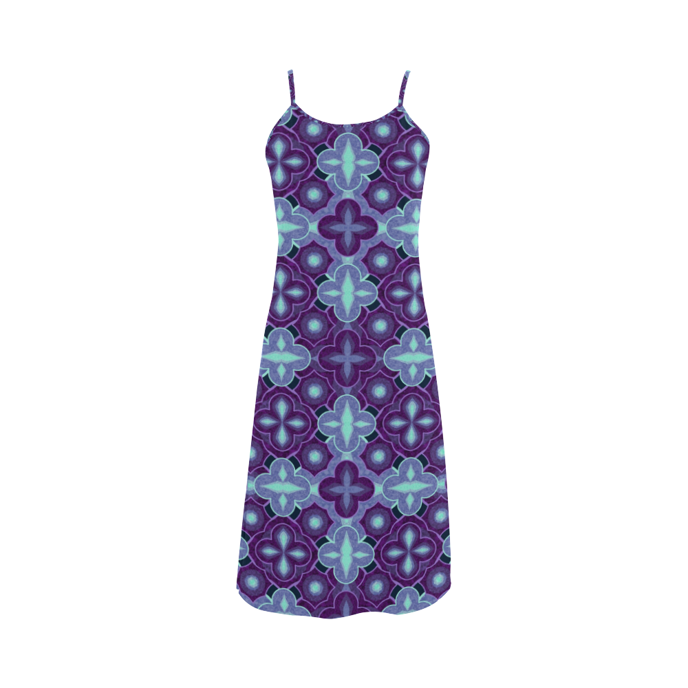 Purple blue seamless pattern Alcestis Slip Dress (Model D05)