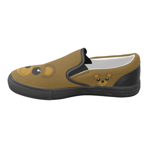 Kawaii Brown Bear Women's Unusual Slip-on Canvas Shoes (Model 019)