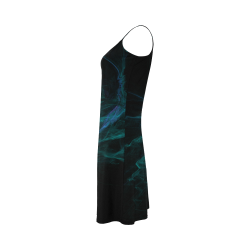 Green and Blue Fractal Flame Alcestis Slip Dress (Model D05)