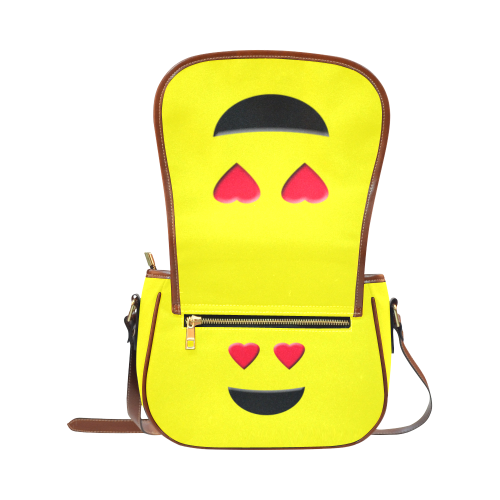 Emoticon Heart Smiley Saddle Bag/Large (Model 1649)