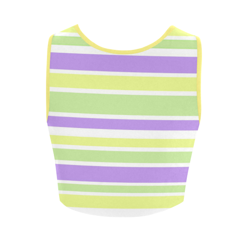 Yellow Green Purple Stripes Pattern Women's Crop Top (Model T42)