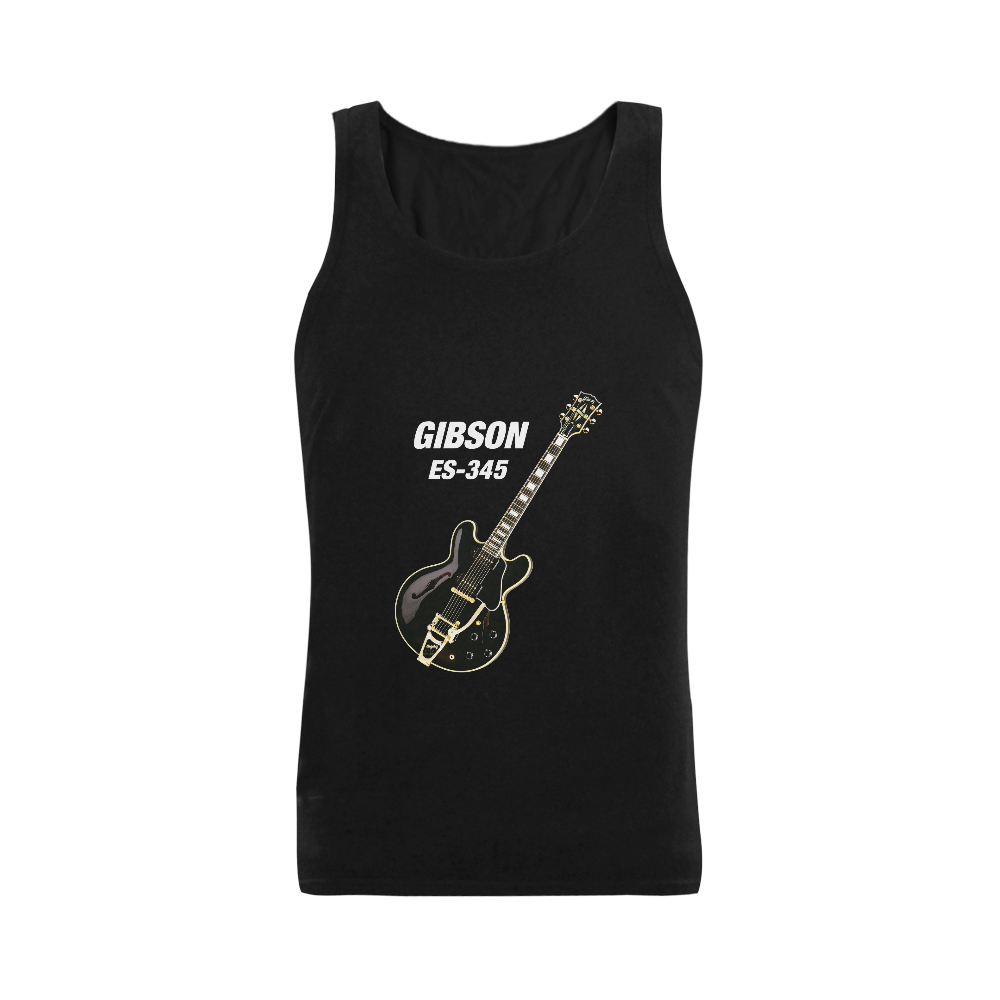 Black gibson-es-345 Plus-size Men's Shoulder-Free Tank Top (Model T33)