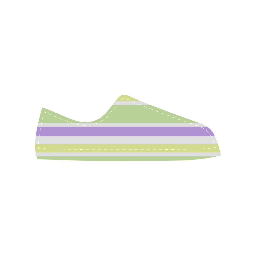 Yellow Purple Green Stripes Men's Classic Canvas Shoes (Model 018)