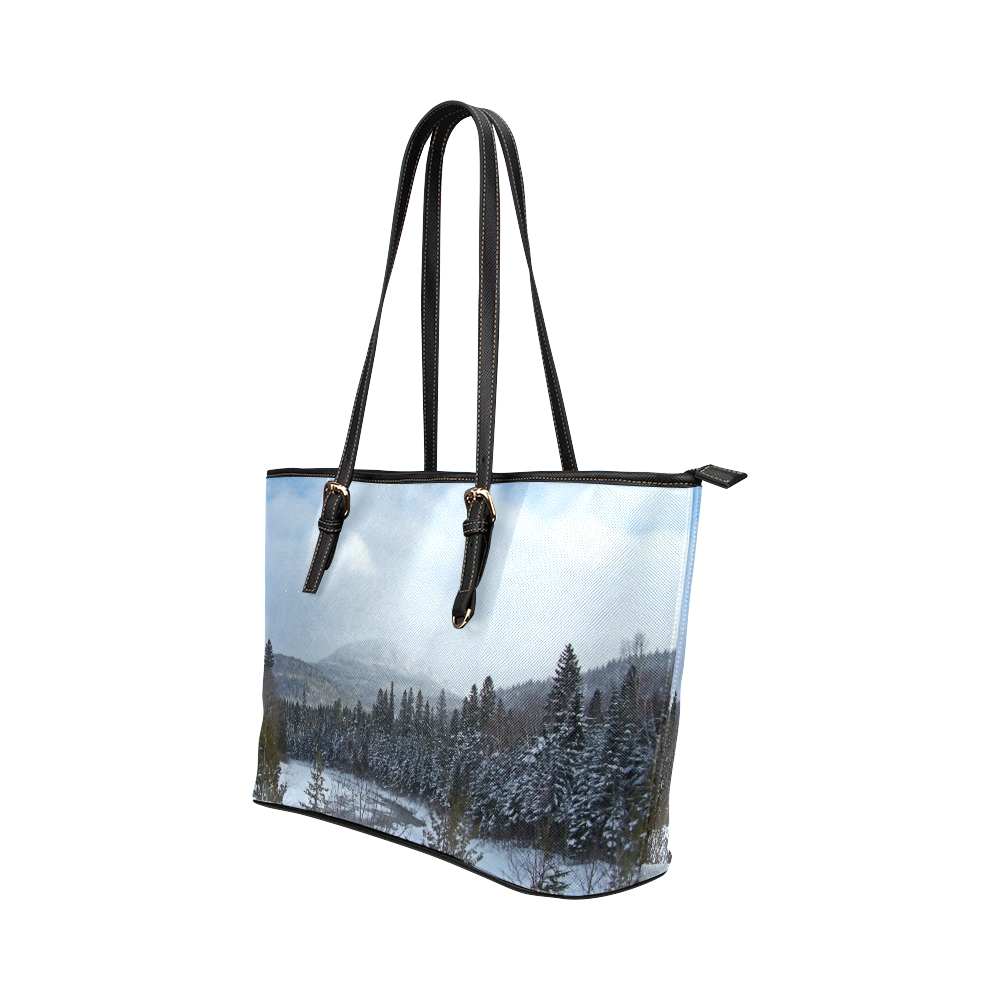 Winter Wonderland Leather Tote Bag/Small (Model 1651)