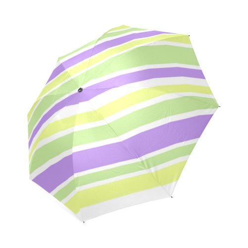 Yellow Green Purple Stripes Pattern Foldable Umbrella (Model U01)