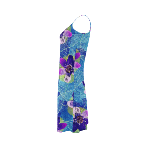 Purple Flowers Alcestis Slip Dress (Model D05)