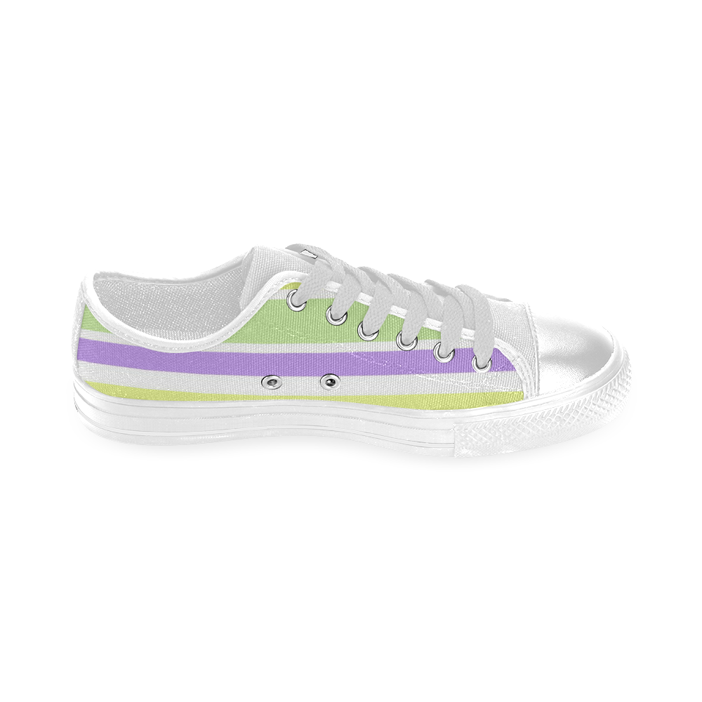 Yellow Purple Green Stripes Men's Classic Canvas Shoes (Model 018)