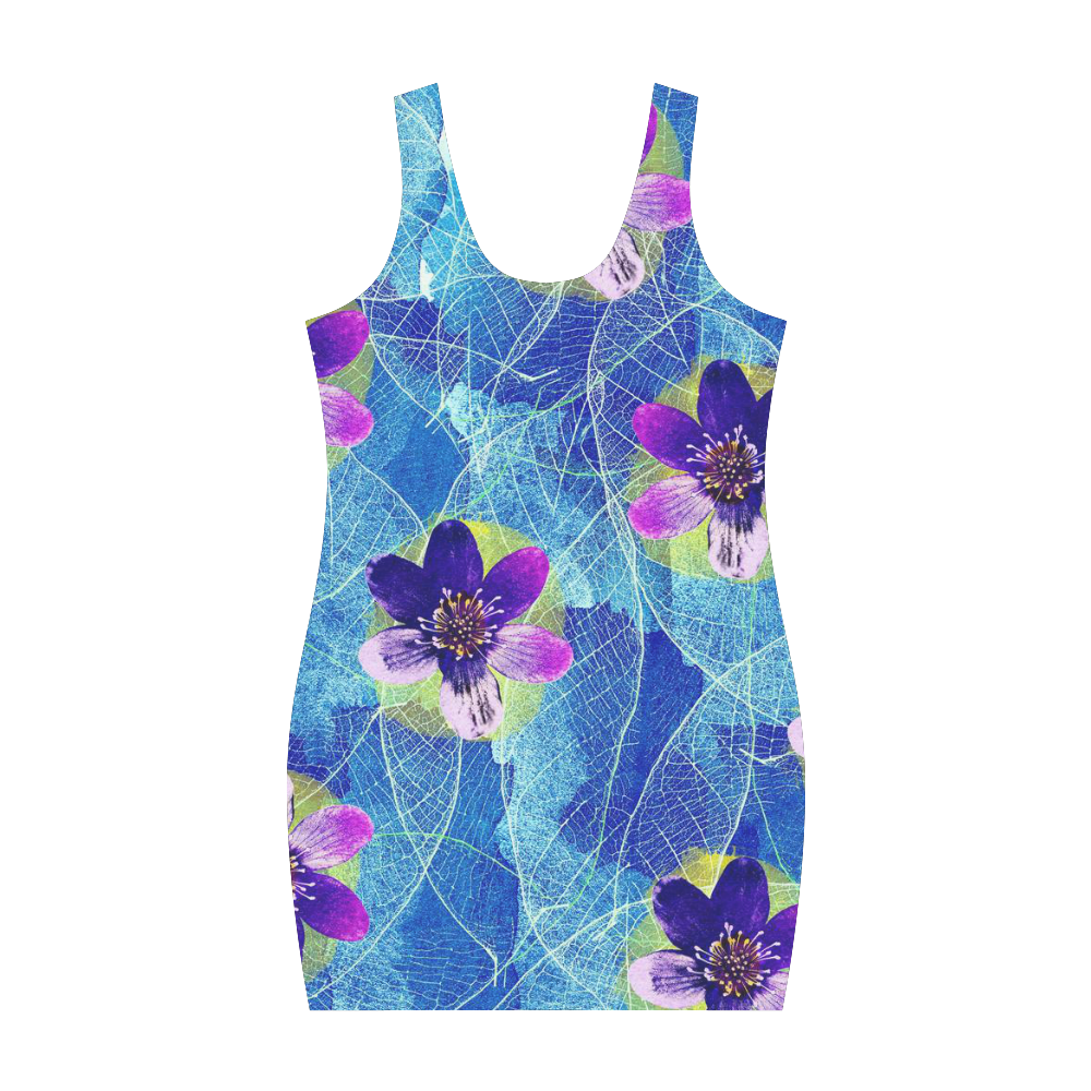 Purple Flowers Medea Vest Dress (Model D06)