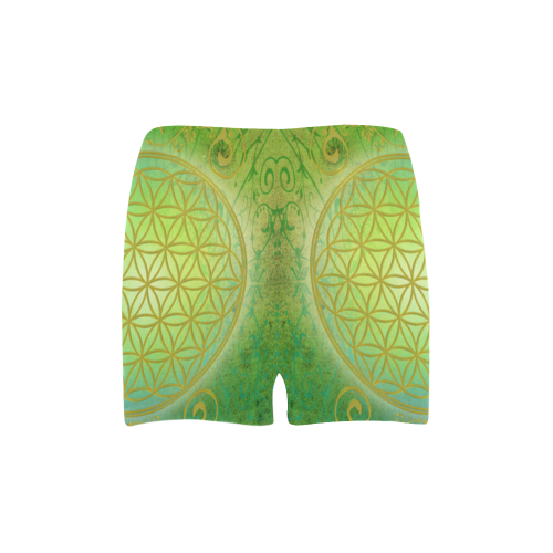 Symbol FLOWER OF LIFE vintage gold green Briseis Skinny Shorts (Model L04)