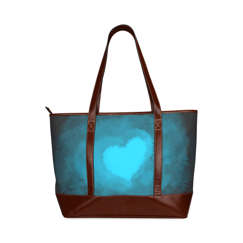Blue Fluffy Heart Tote Handbag (Model 1642)