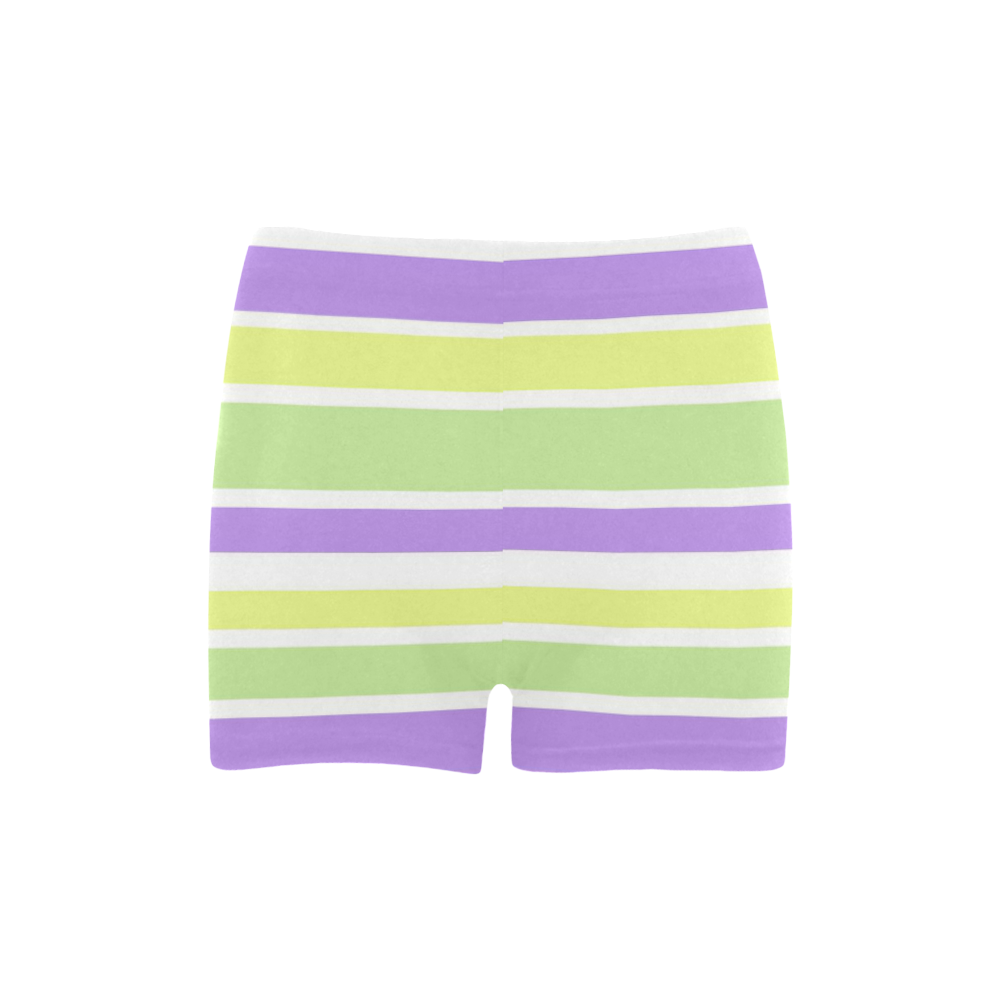 Yellow Green Purple Stripes Pattern Briseis Skinny Shorts (Model L04)