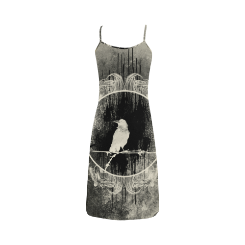 The crow with flowers, vintage design Alcestis Slip Dress (Model D05)