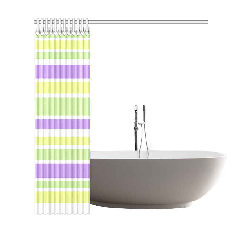 Yellow Green Purple Stripes Pattern Shower Curtain 69"x72"