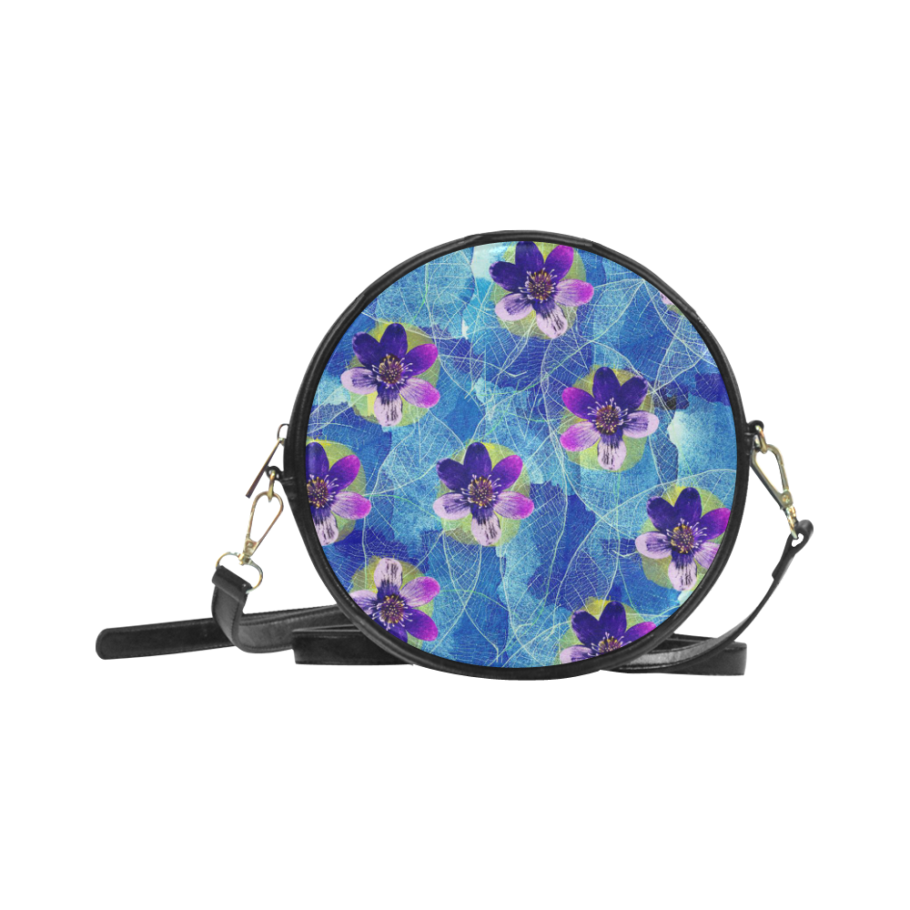 Purple Flowers Round Sling Bag (Model 1647)