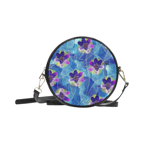 Purple Flowers Round Sling Bag (Model 1647)