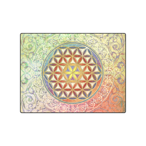 FLOWER OF LIFE vintage ornaments green red Blanket 50"x60"