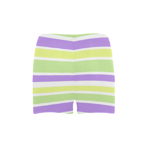Yellow Green Purple Stripes Pattern Briseis Skinny Shorts (Model L04)