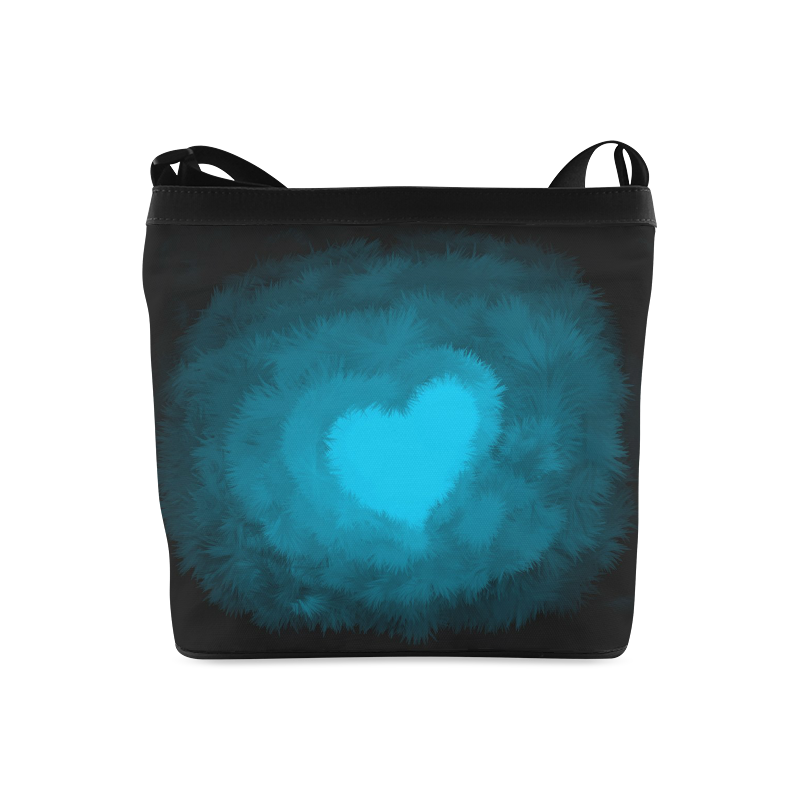 Blue Fluffy Heart Crossbody Bags (Model 1613)