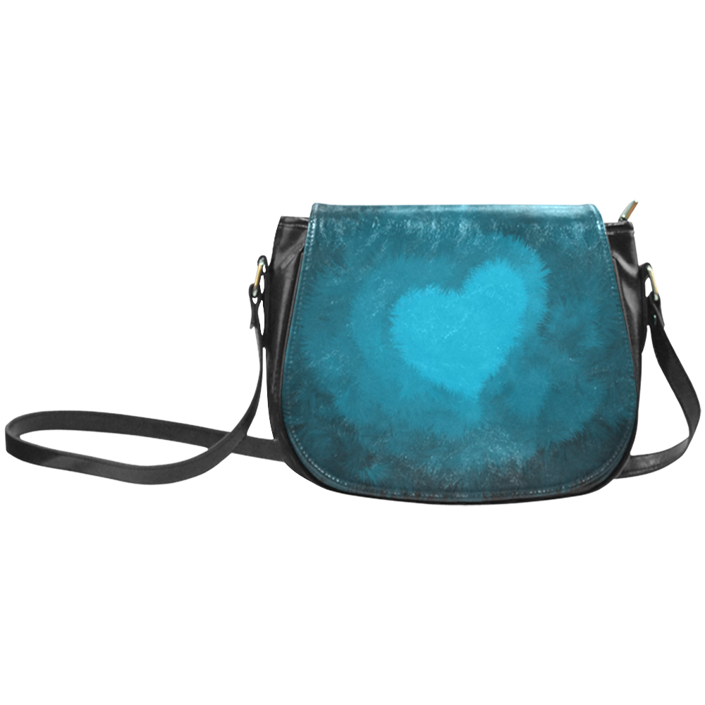 Blue Fluffy Heart Classic Saddle Bag/Large (Model 1648)