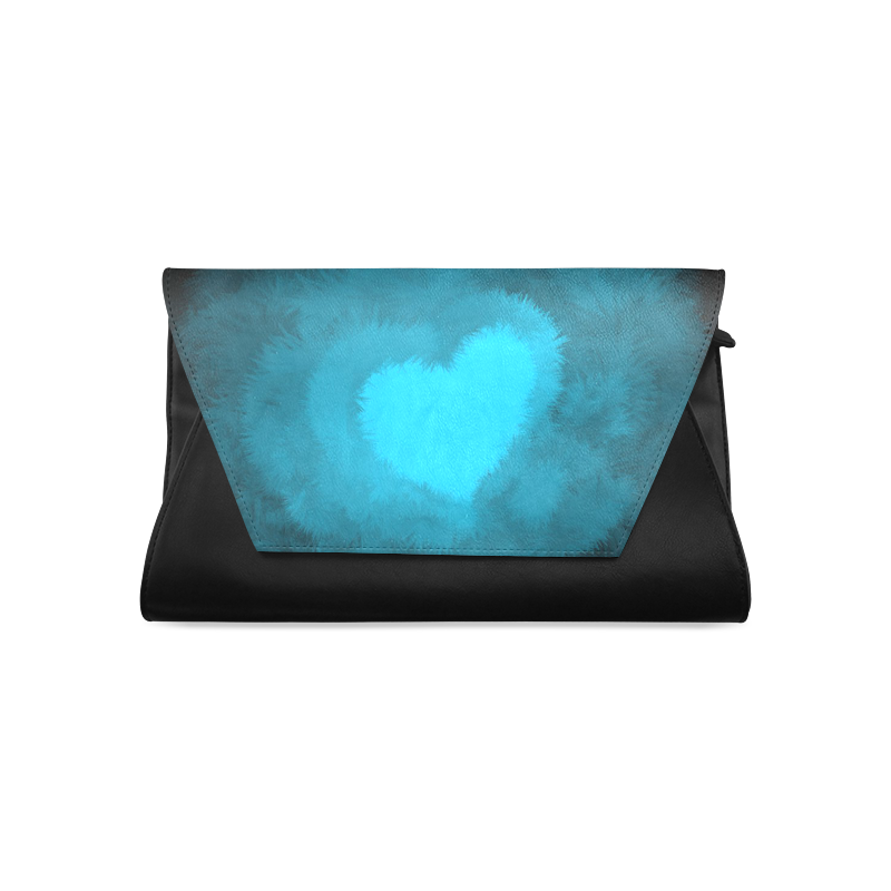 Blue Fluffy Heart Clutch Bag (Model 1630)
