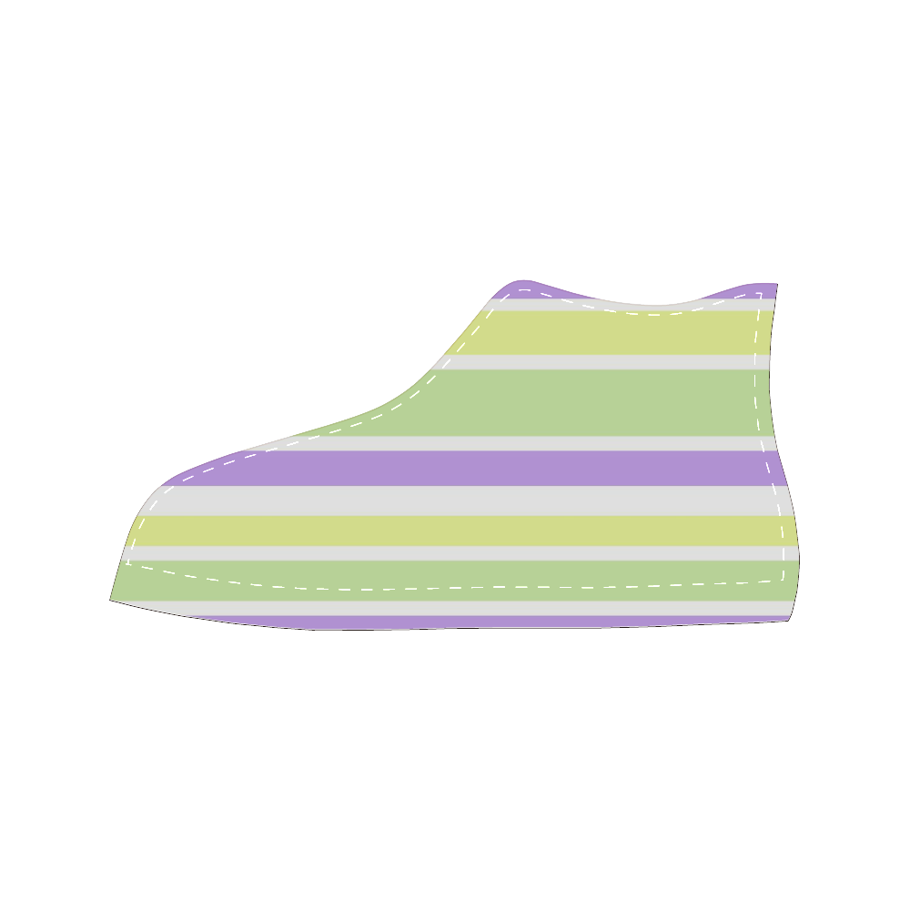 Yellow Purple Green Stripes Men’s Classic High Top Canvas Shoes (Model 017)