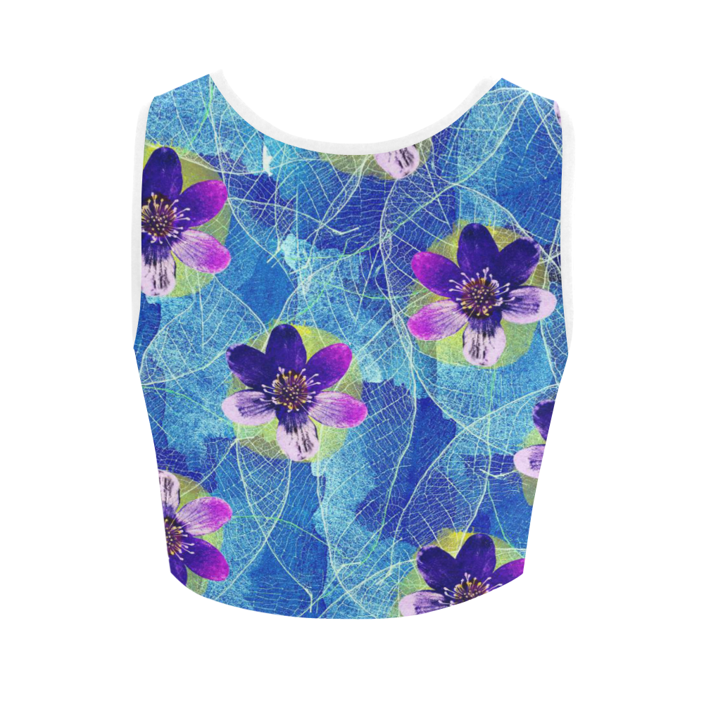 Purple Flowers Women's Crop Top (Model T42)