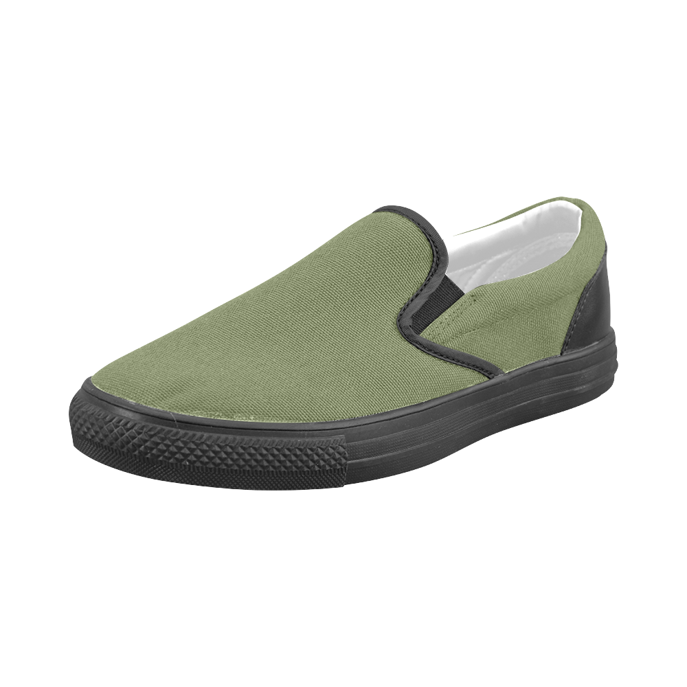 Cedar Green Men's Slip-on Canvas Shoes (Model 019)