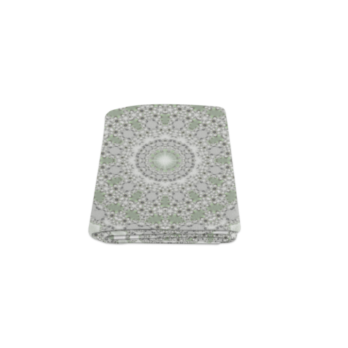 Kaleidoscope Fractal Mandala Frame Grey Green Blanket 40"x50"