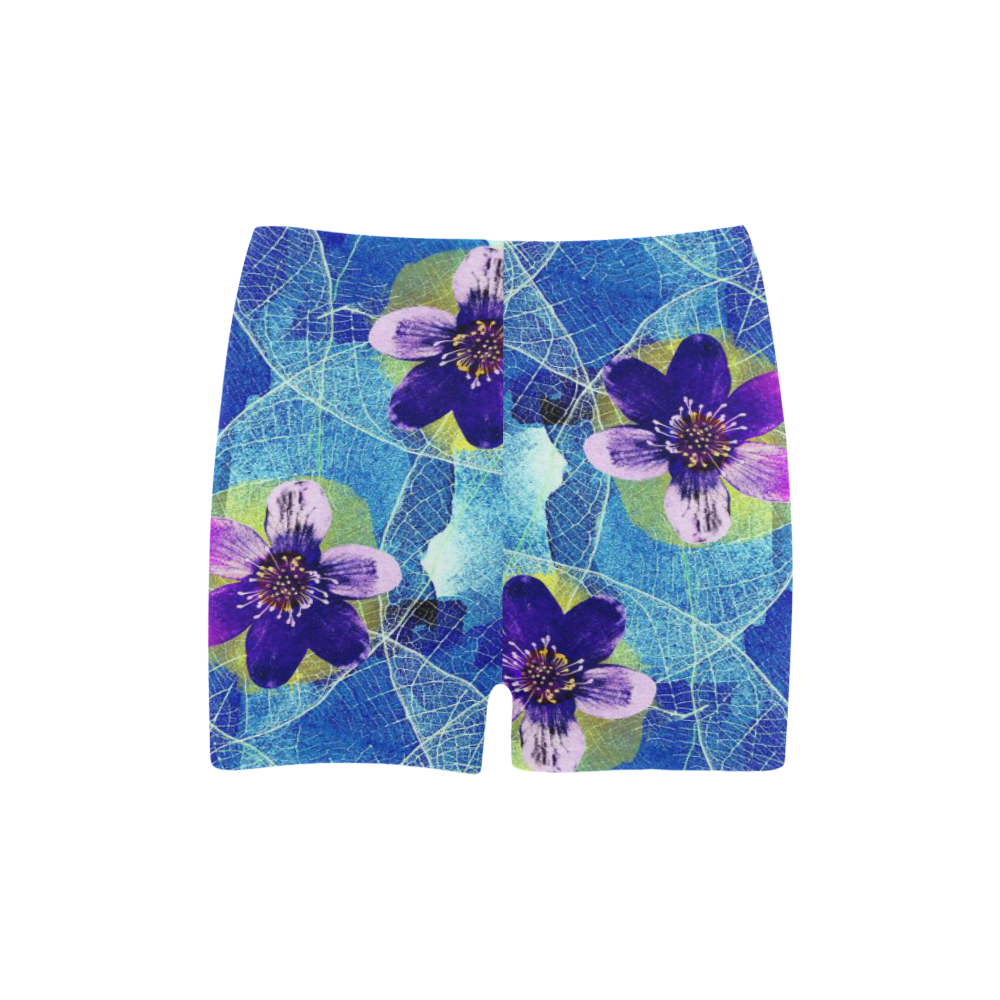 Purple Flowers Briseis Skinny Shorts (Model L04)