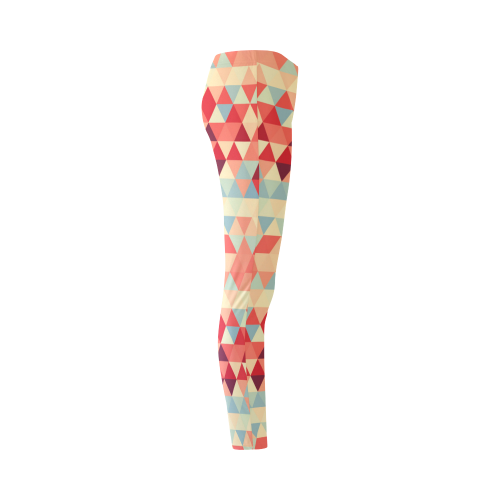 Modern Hipster TRINAGLES pattern red blue beige Cassandra Women's Leggings (Model L01)