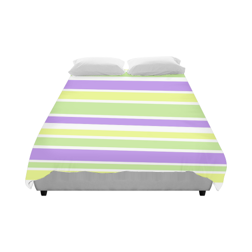 Yellow Green Purple Stripes Pattern Duvet Cover 86"x70" ( All-over-print)