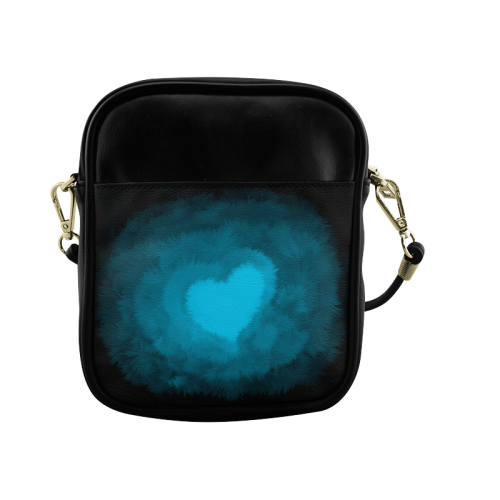 Blue Fluffy Heart Sling Bag (Model 1627)