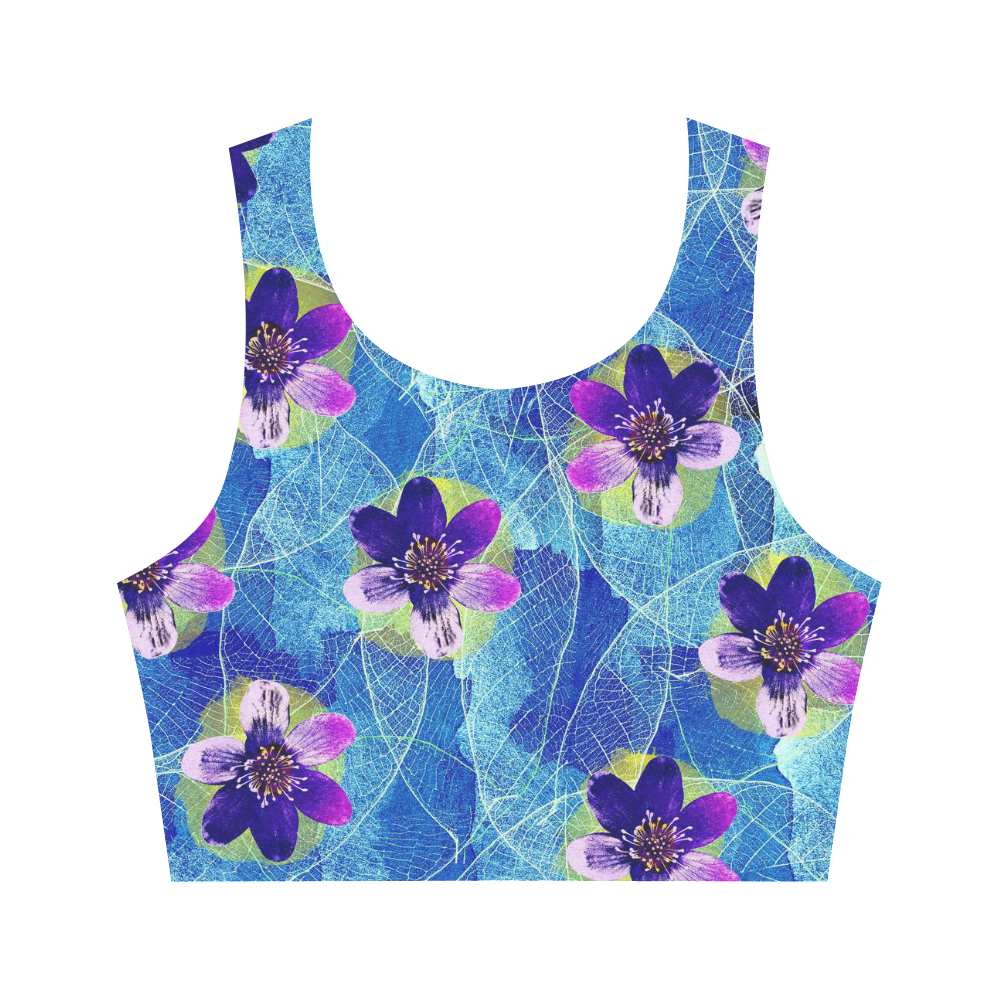 Purple Flowers Women's Crop Top (Model T42)