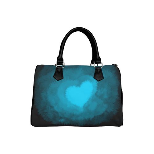 Blue Fluffy Heart Boston Handbag (Model 1621)