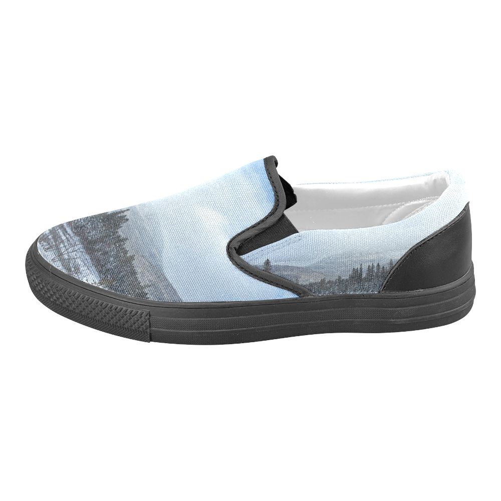 Winter Wonderland Women's Unusual Slip-on Canvas Shoes (Model 019)