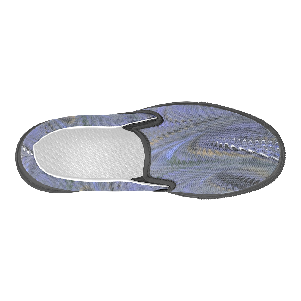 Retro Marbleized Waves Blue Men's Slip-on Canvas Shoes (Model 019)