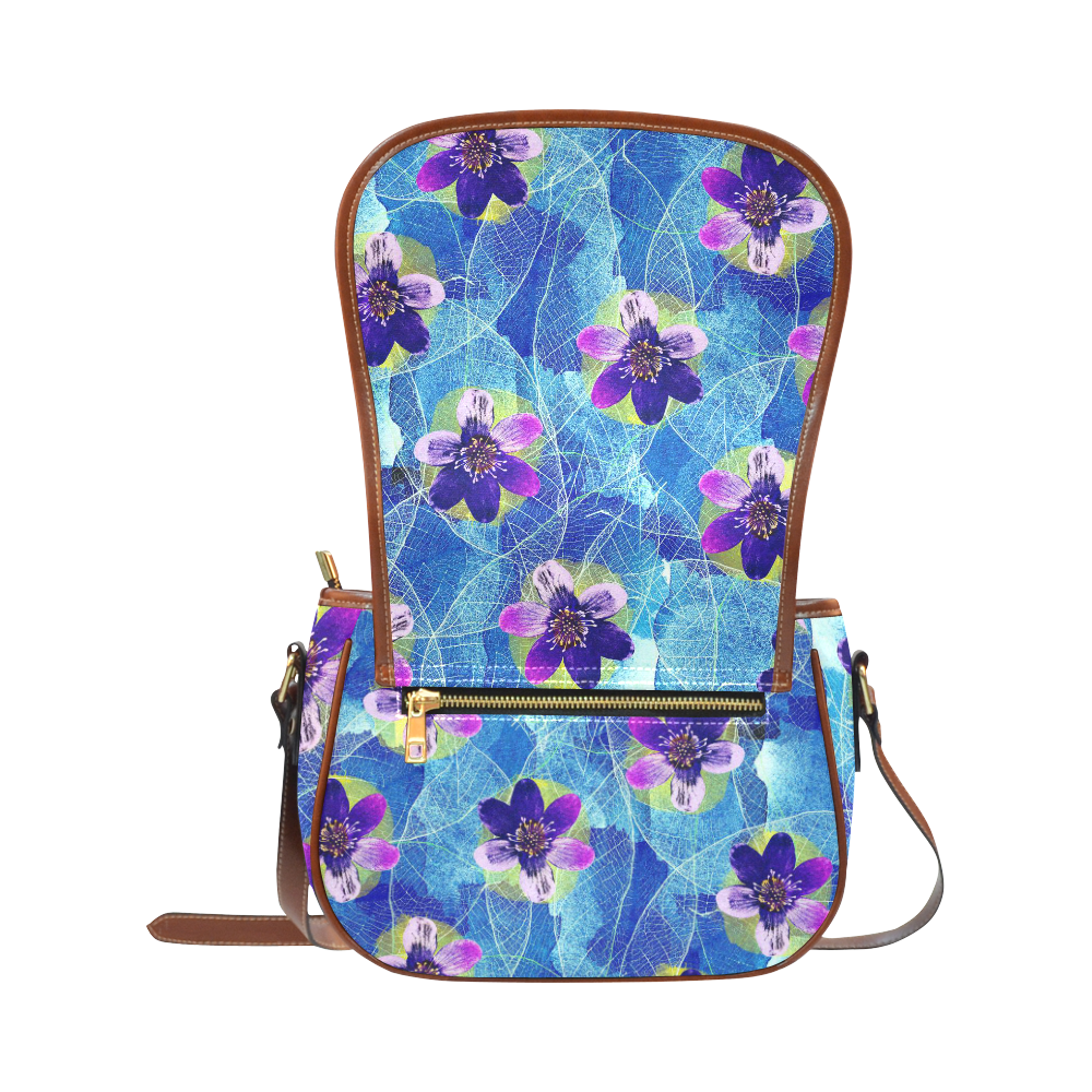 Purple Flowers Saddle Bag/Large (Model 1649)