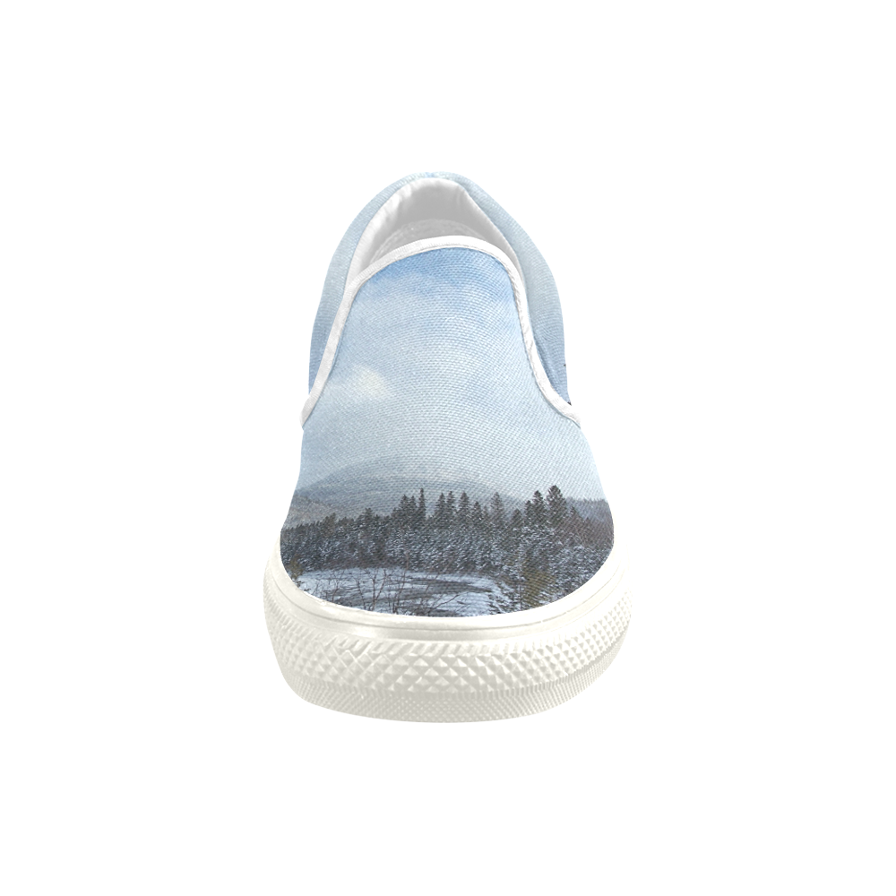 Winter Wonderland Men's Unusual Slip-on Canvas Shoes (Model 019)