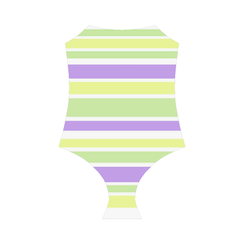 Yellow Green Purple Stripes Pattern Strap Swimsuit ( Model S05)