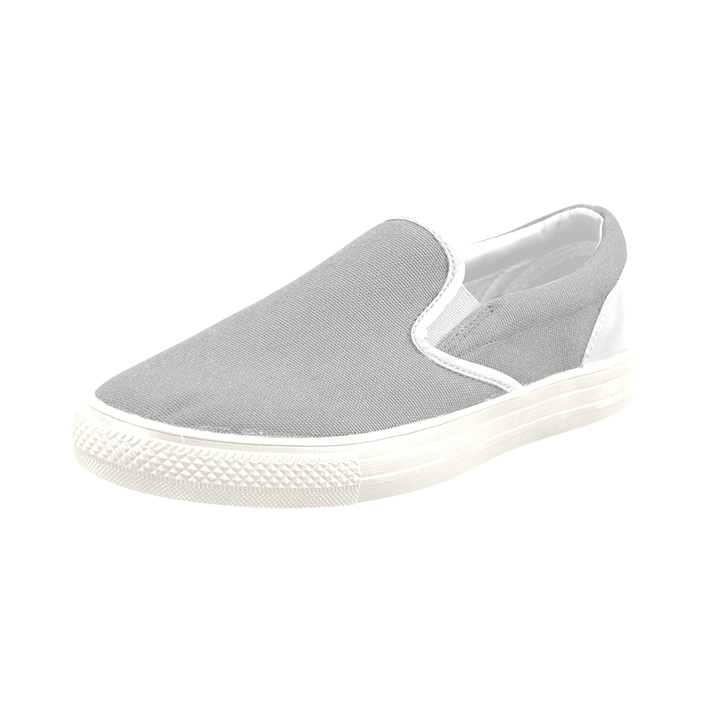 Silver Men's Slip-on Canvas Shoes (Model 019)