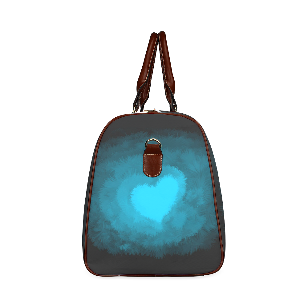 Blue Fluffy Heart Waterproof Travel Bag/Small (Model 1639)