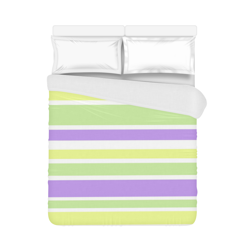 Yellow Green Purple Stripes Pattern Duvet Cover 86"x70" ( All-over-print)