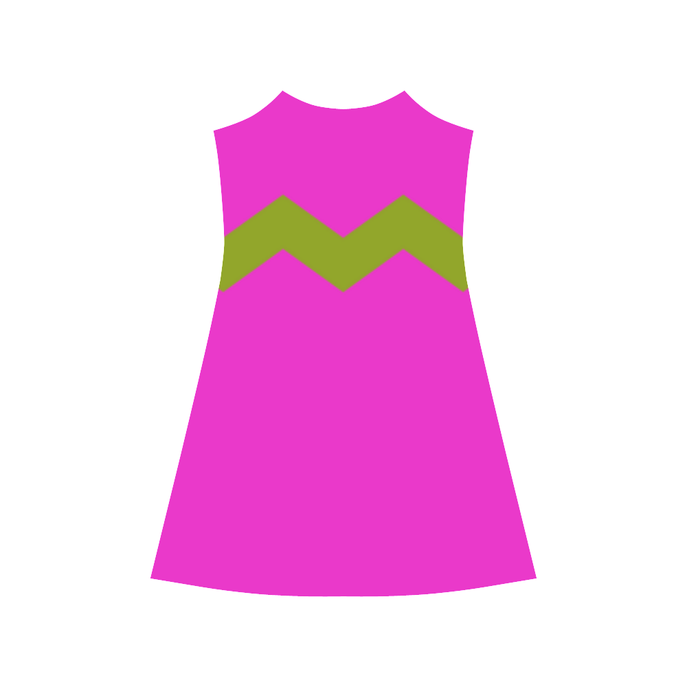 Trendy Modern Pink Green Zig Zag Alcestis Slip Dress (Model D05)