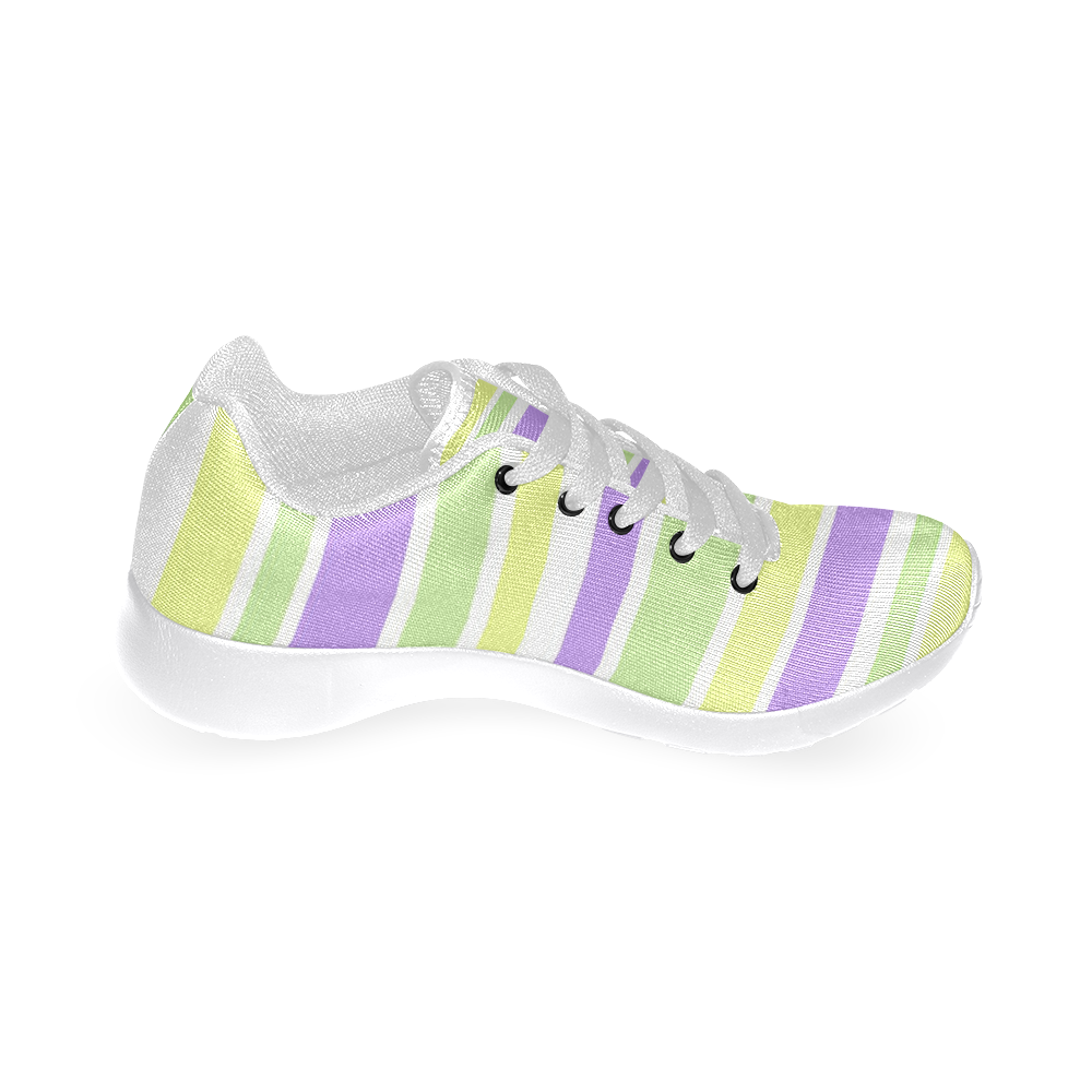 Yellow Purple Green Stripes Men’s Running Shoes (Model 020)