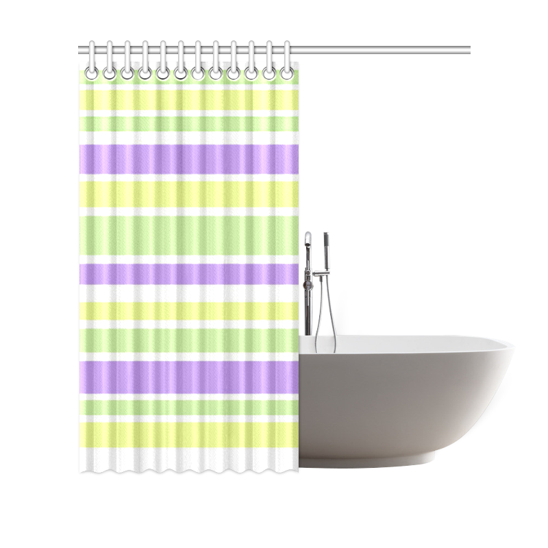 Yellow Green Purple Stripes Pattern Shower Curtain 69"x70"