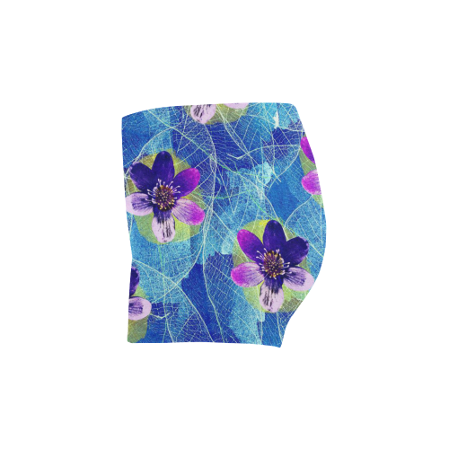 Purple Flowers Briseis Skinny Shorts (Model L04)