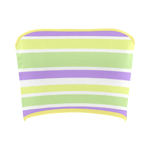 Yellow Green Purple Stripes Pattern Bandeau Top