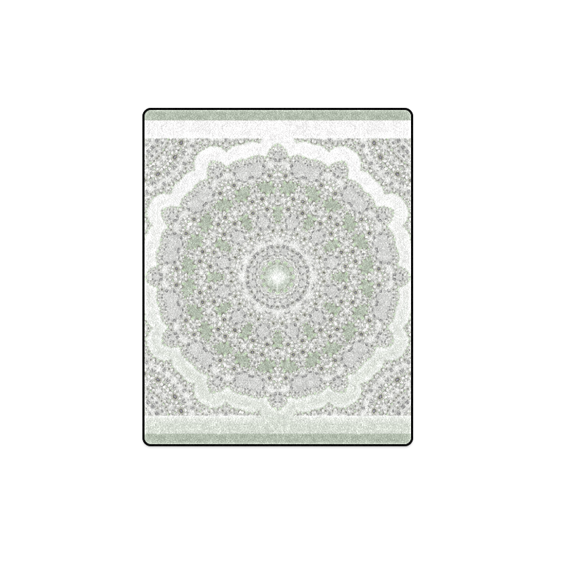 Kaleidoscope Fractal Mandala Frame Grey Green Blanket 40"x50"